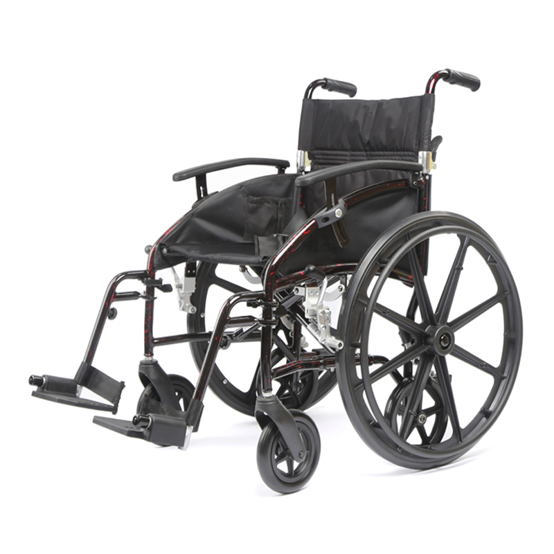 Lekki wózek inwalidzki, wózek transportowy z aluminium, krzesło transportowe 2 w 1